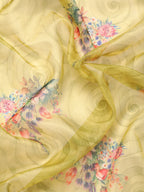 Olive Kanjeevaram Silk Digital Print Floral Saree with Unstitched Blouse - Hiral Fashion | Grocsy