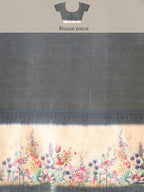 Olive Kanjeevaram Silk Digital Print Floral Saree with Unstitched Blouse - Hiral Fashion | Grocsy