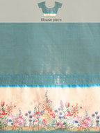 Pink Kanjeevaram Silk Digital Print Floral Saree with Unstitched Blouse - Hiral Fashion | Grocsy