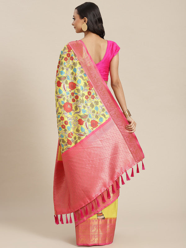 Green Art Silk Digital Print Floral Saree with Unstitched Blouse - Hiral Fashion | Grocsy