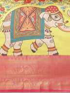 Green Art Silk Digital Print Floral Saree with Unstitched Blouse - Hiral Fashion | Grocsy
