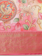 Pink Art Silk Digital Print Floral Saree with Unstitched Blouse - Hiral Fashion | Grocsy
