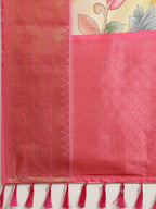 Pink Art Silk Digital Print Floral Saree with Unstitched Blouse - Hiral Fashion | Grocsy