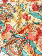 Off White Art Silk Digital Print Floral Saree with Unstitched Blouse - Hiral Fashion | Grocsy