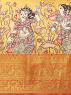 Gray Art Silk Printed Kalamkari Saree with Unstitched Blouse - Hiral Fashion | Grocsy