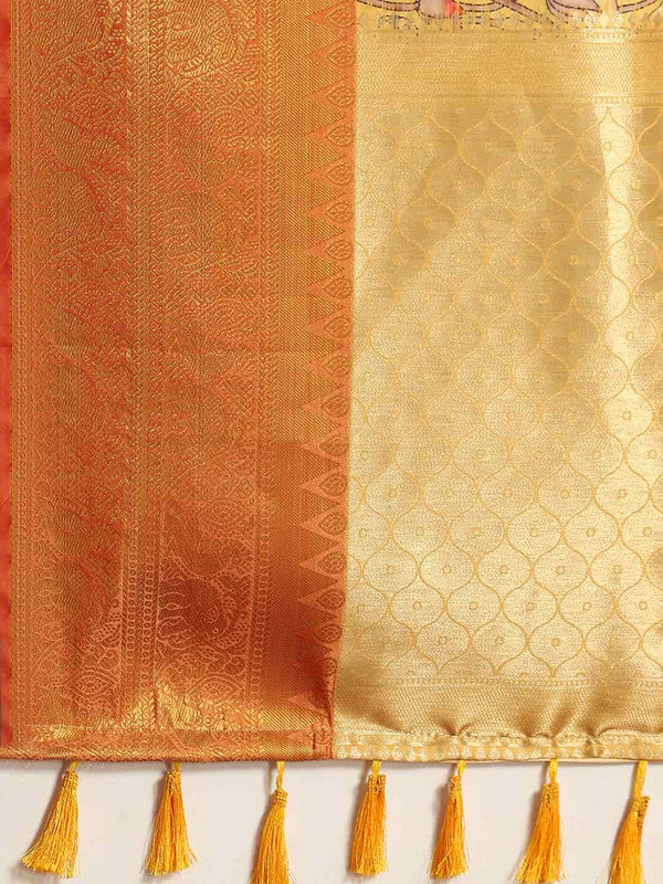 Gray Art Silk Printed Kalamkari Saree with Unstitched Blouse - Hiral Fashion | Grocsy