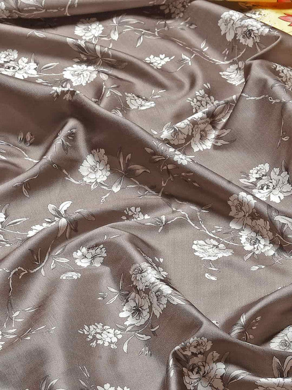 Gray Art Silk Printed Kalamkari Saree with Unstitched Blouse - Hiral Fashion | Grocsy