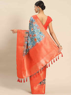 Multicolor Art Silk Printed Kalamkari Saree with Unstitched Blouse - Hiral Fashion | Grocsy