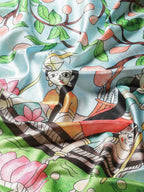 Blue Art Silk Printed Kalamkari Saree with Unstitched Blouse - Hiral Fashion | Grocsy