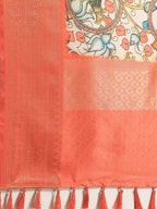 White Art Silk Printed Kalamkari Saree with Unstitched Blouse - Hiral Fashion | Grocsy