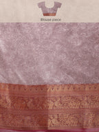 Beige Pure Silk Digital Print Floral Saree with Unstitched Blouse - Hiral Fashion | Grocsy