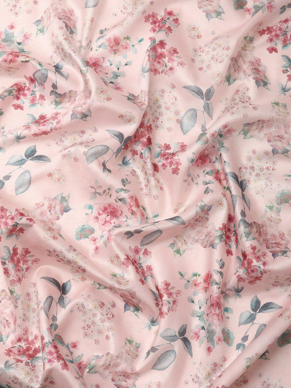 Light Pink Pure Silk Digital Print Floral Saree with Unstitched Blouse - Hiral Fashion | Grocsy