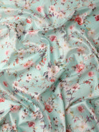 Green Pure Silk Digital Print Floral Saree with Unstitched Blouse - Hiral Fashion | Grocsy