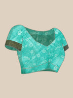 Green Pure Silk Digital Print Floral Saree with Unstitched Blouse - Hiral Fashion | Grocsy