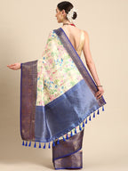 Multicolor Pure Silk Digital Print Floral Saree with Unstitched Blouse - Hiral Fashion | Grocsy