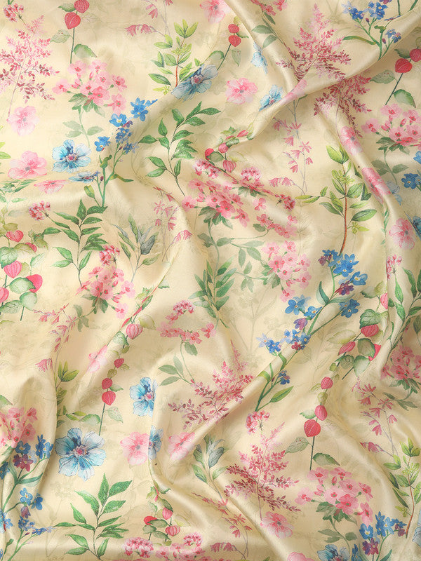 Multicolor Pure Silk Digital Print Floral Saree with Unstitched Blouse - Hiral Fashion | Grocsy
