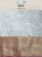Gray Pure Silk Digital Print Floral Saree with Unstitched Blouse - Hiral Fashion | Grocsy