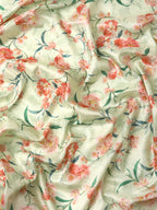 Green Pure Silk Digital Print Floral Saree with Unstitched Blouse - Hiral Fashion | Grocsy