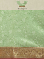 Green Pure Silk Digital Print Floral Saree with Unstitched Blouse - Hiral Fashion | Grocsy