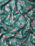 Turquoise Pure Silk Digital Print Floral Saree with Unstitched Blouse - Hiral Fashion | Grocsy