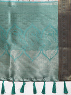 Gray Pure Silk Digital Print Floral Saree with Unstitched Blouse - Hiral Fashion | Grocsy