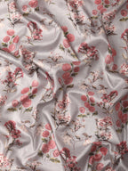 Gray Pure Silk Digital Print Floral Saree with Unstitched Blouse - Hiral Fashion | Grocsy