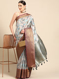 Multicolor Pure Silk Digital Print Floral Saree with Unstitched Blouse - Hiral Fashion | Grocsy