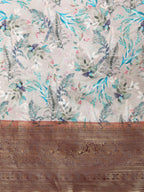 Multicolor Pure Silk Digital Print Floral Saree with Unstitched Blouse - Hiral Fashion | Grocsy
