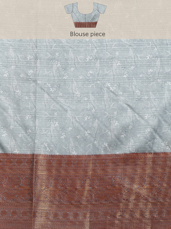 Multicolor Pure Silk Digital Print Floral Saree with Unstitched Blouse - Hiral Fashion | Grocsy