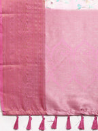 Pink Pure Silk Digital Print Floral Saree with Unstitched Blouse - Hiral Fashion | Grocsy