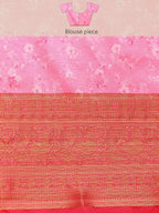 Pink Pure Silk Digital Print Floral Saree with Unstitched Blouse - Hiral Fashion | Grocsy