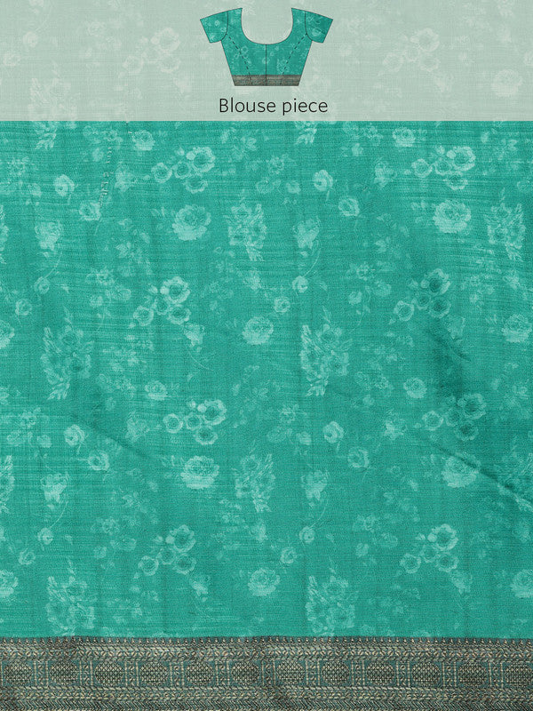 Gray Pure Silk Digital Print Floral Saree with Unstitched Blouse - Hiral Fashion | Grocsy