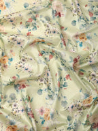 Green Pure Silk Digital Print Floral Saree with Unstitched Blouse - Hiral Fashion | Grocsy