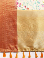 Multicolor Pure Silk Digital Print Floral Saree with Unstitched Blouse - Hiral Fashion | Grocsy