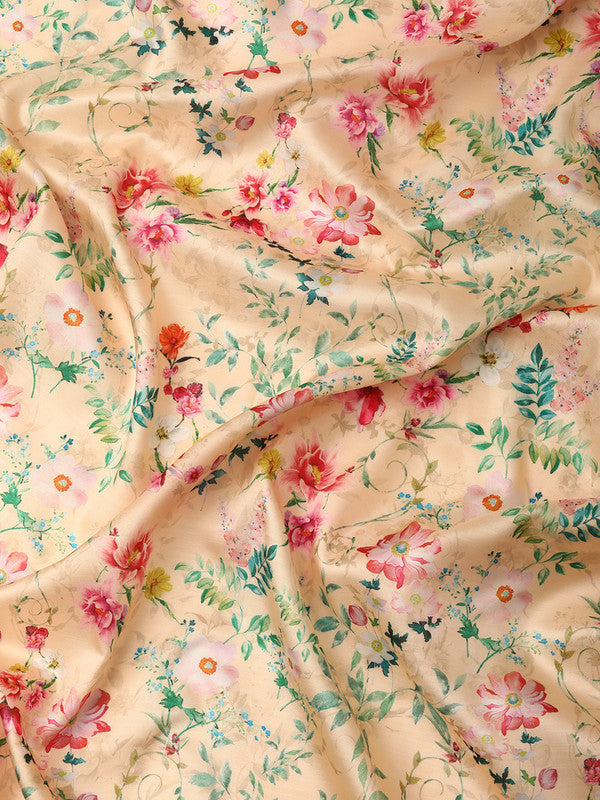 Multicolor Pure Silk Digital Print Floral Saree with Unstitched Blouse - Hiral Fashion | Grocsy