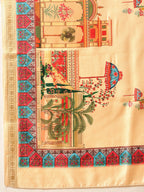 Hiral Fashion Beige Banarasi Art Silk Abstract Digital Printed Saree | Grocsy