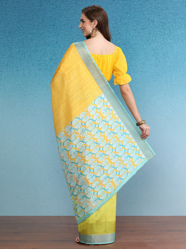Multicolor Tusser Silk Digital Print Solid Saree with Unstitched Blouse - Hiral Fashion | Grocsy