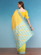 Multicolor Tusser Silk Digital Print Solid Saree with Unstitched Blouse - Hiral Fashion | Grocsy