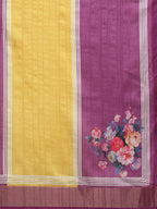 Yellow Tusser Silk Digital Print Solid Saree with Unstitched Blouse - Hiral Fashion | Grocsy