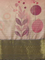 Multicolor Tusser Silk Digital Print Striped Saree with Unstitched Blouse - Hiral Fashion | Grocsy