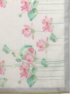 Beige Cotton Blend Digital Print Floral Saree with Unstitched Blouse - Hiral Fashion | Grocsy