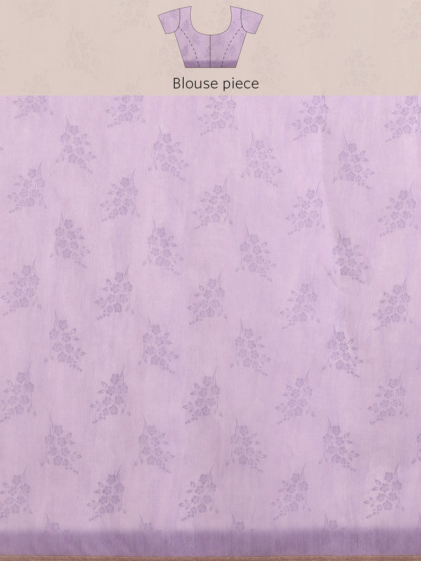 Purple Cotton Blend Digital Print Floral Saree with Unstitched Blouse - Hiral Fashion | Grocsy