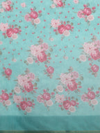 Turquoise Cotton Blend Digital Print Floral Saree with Unstitched Blouse - Hiral Fashion | Grocsy
