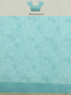 Turquoise Cotton Blend Digital Print Floral Saree with Unstitched Blouse - Hiral Fashion | Grocsy