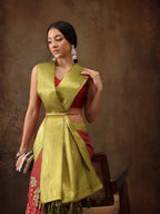 Red Kanjeevaram Silk Digital Print Floral Saree with Unstitched Blouse - Hiral Fashion | Grocsy