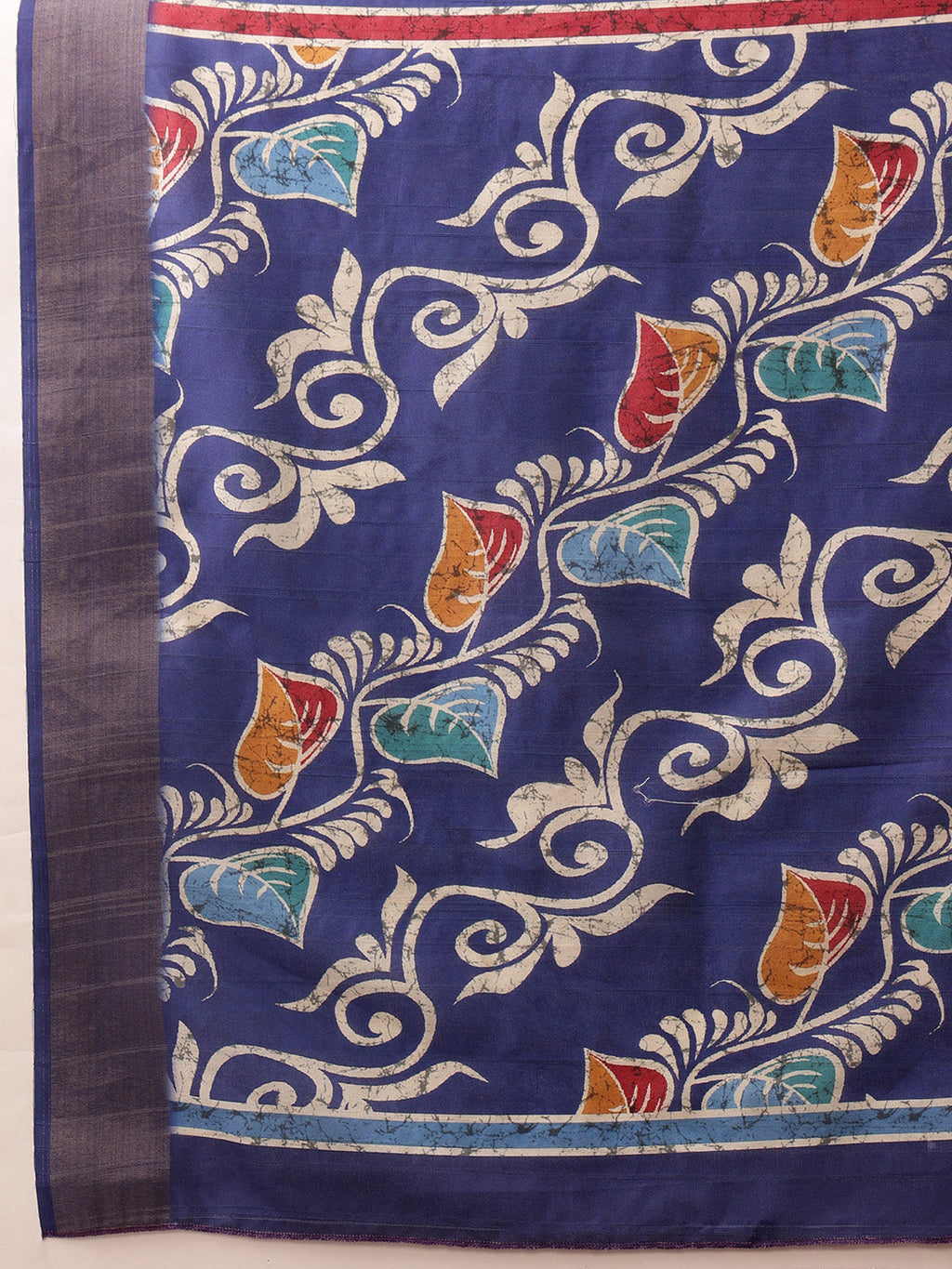 Hiral Fashion Blue Ikkat Kotha Silk Floral Digital Print Saree | Grocsy