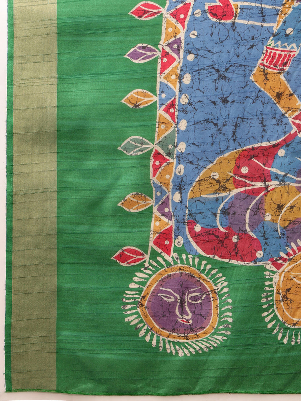 Hiral Fashion Green Ikkat Kotha Silk Floral Digital Print Saree | Grocsy