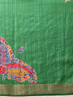 Hiral Fashion Green Ikkat Kotha Silk Floral Digital Print Saree | Grocsy