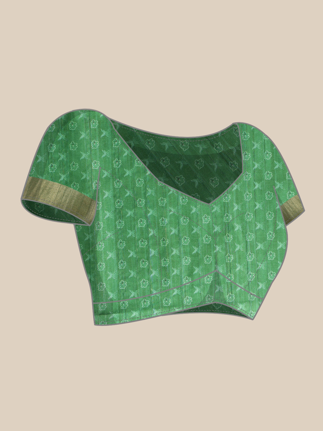 Hiral Fashion Green Ikkat Kotha Silk Floral Digital Print Saree | Grocsy