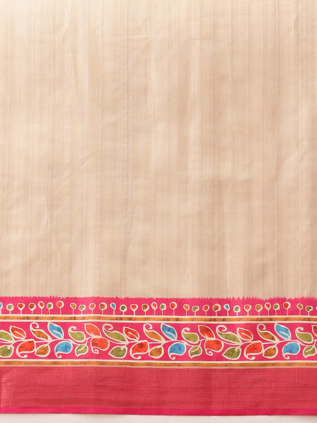 Hiral Fashion Beige Ikkat Kotha Silk Floral Digital Print Saree | Grocsy